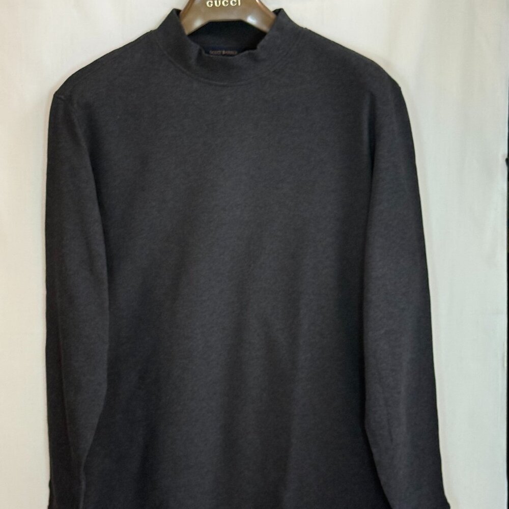 NWOT Scott Barber Men's Mock Neck Pima Cotton Long Sleeve Pullover - Charcoal-XL